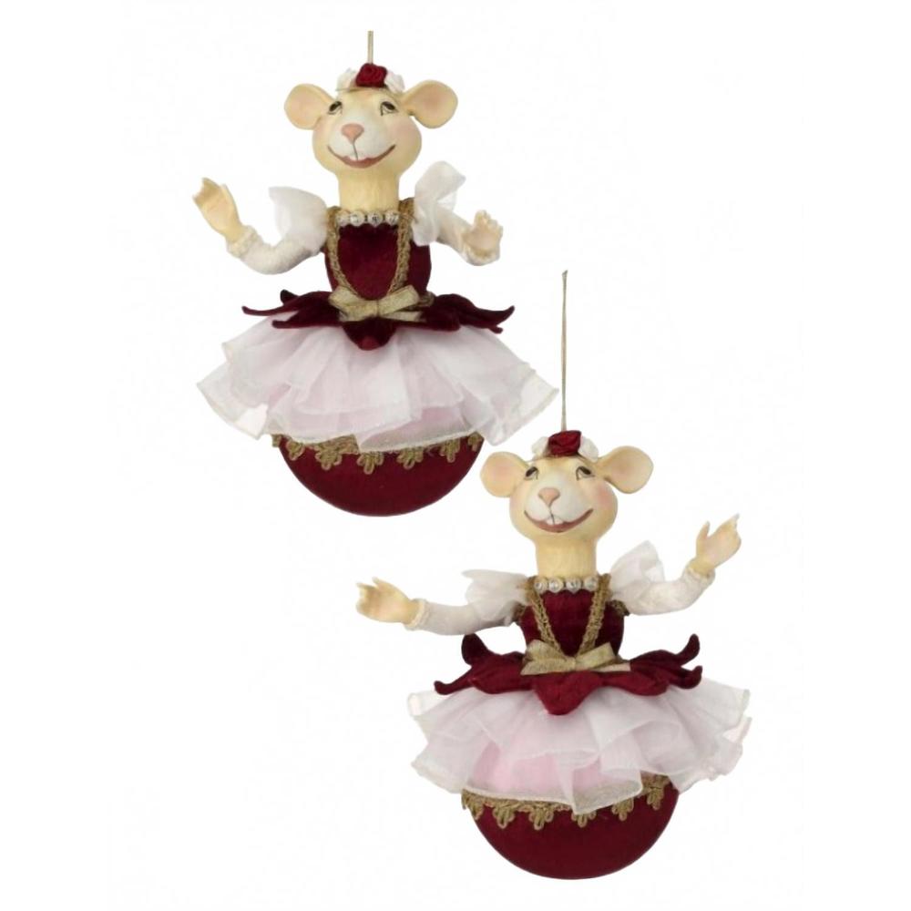 NEW REGENCY INTERNATIONAL velvet ballerina mice ornament in multi